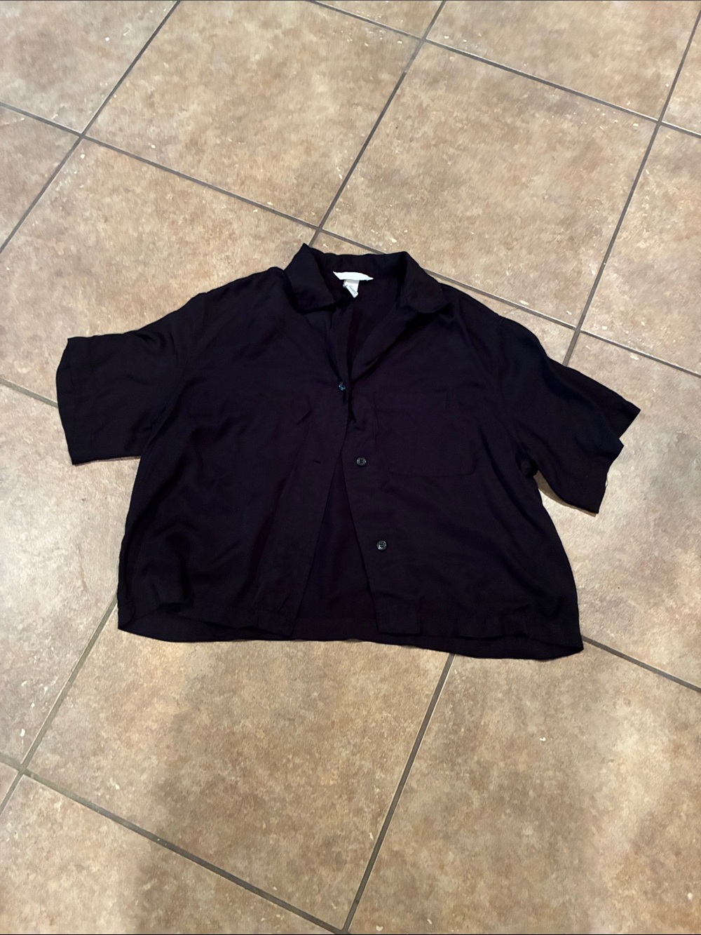 Short-Sleeve Button Front Jacket - Black
